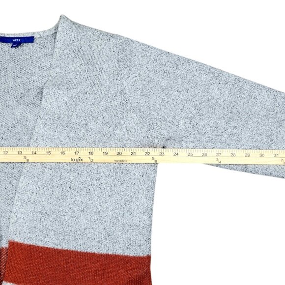 Womens L Apt. 9 Warm Open Front Knit Duster Grey Multi-Color Striped Cardigan - Picture 10 of 12